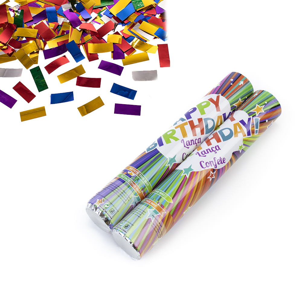 Хлопушка пневматическая 30см с прямоугольниками (микс)