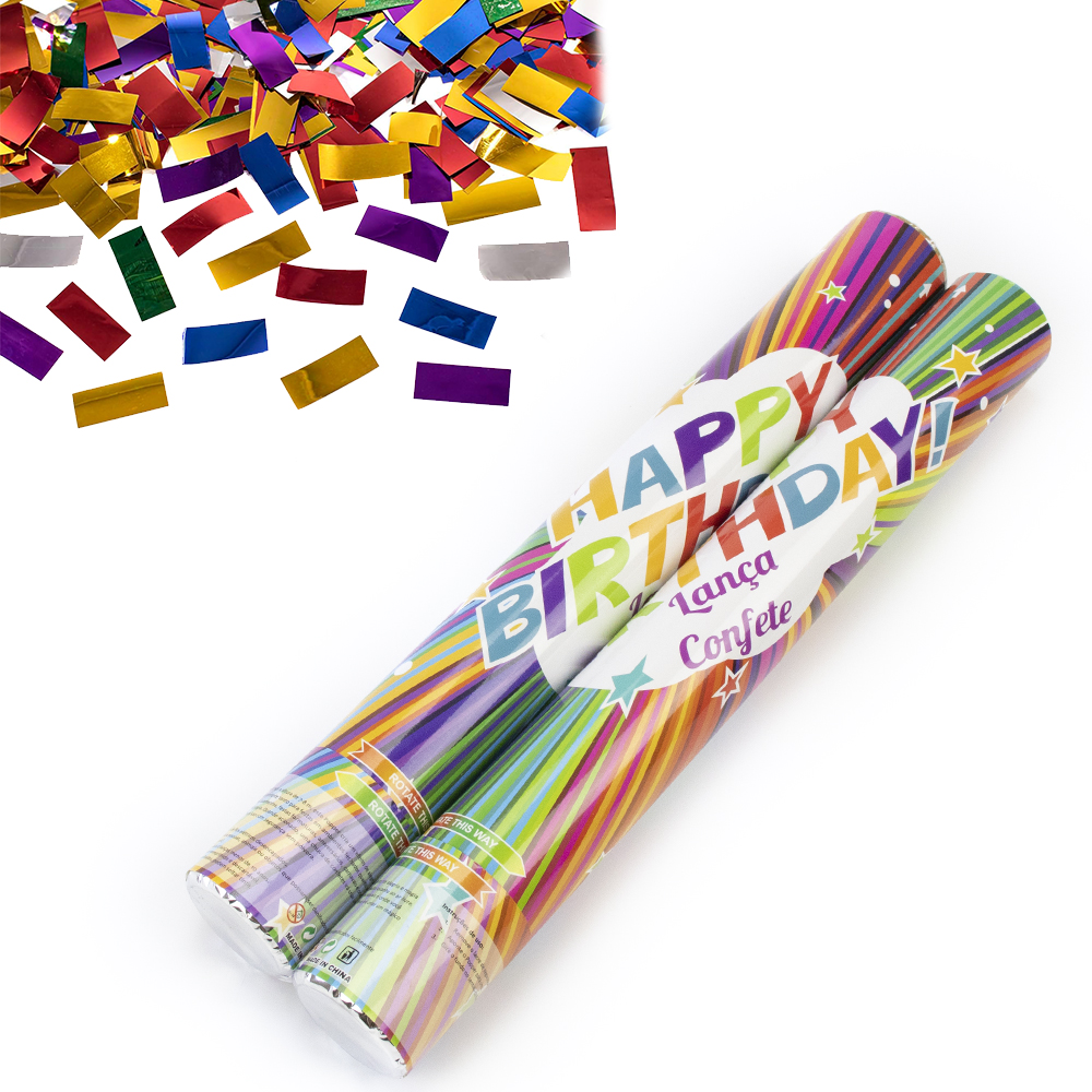 Хлопушка пневматическая 40см с прямоугольниками (микс) Хлопушка пневматическая 40см с прямоугольниками (микс)