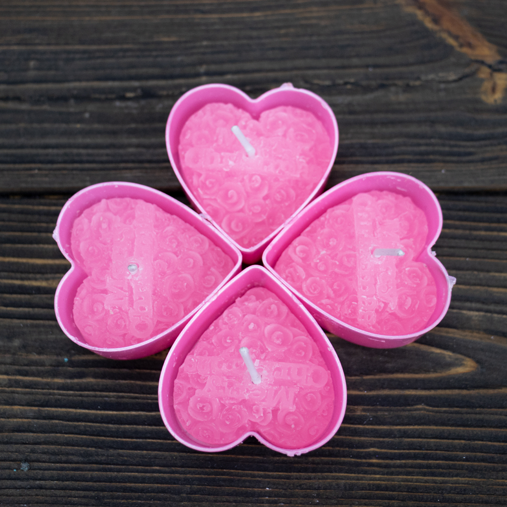 Свечи плавающие Сердце (уп. 4шт) розовые Свечи плавающие Сердце (уп. 4шт) розовые