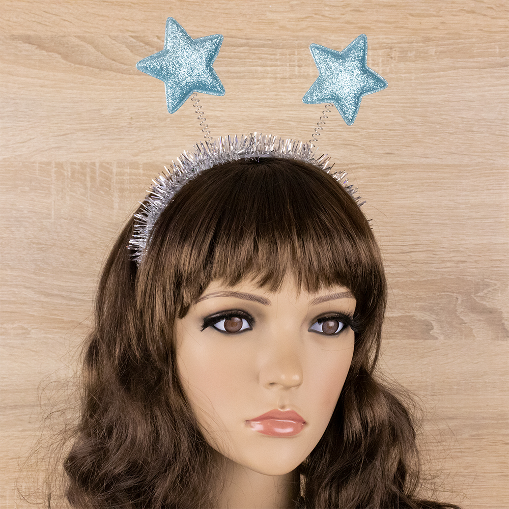 Ободок карнавальный Звездочки на пружинках 13145 (голубой) Ободок карнавальный Звездочки на пружинках 13145 (голубой)