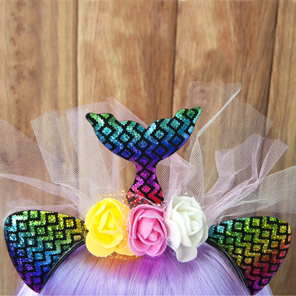 Аксессуар на ободке Русалочка с узором (черный)