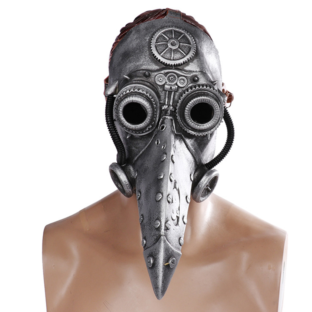 Маска Косплей Чумной доктор стимпанк (серебряная)