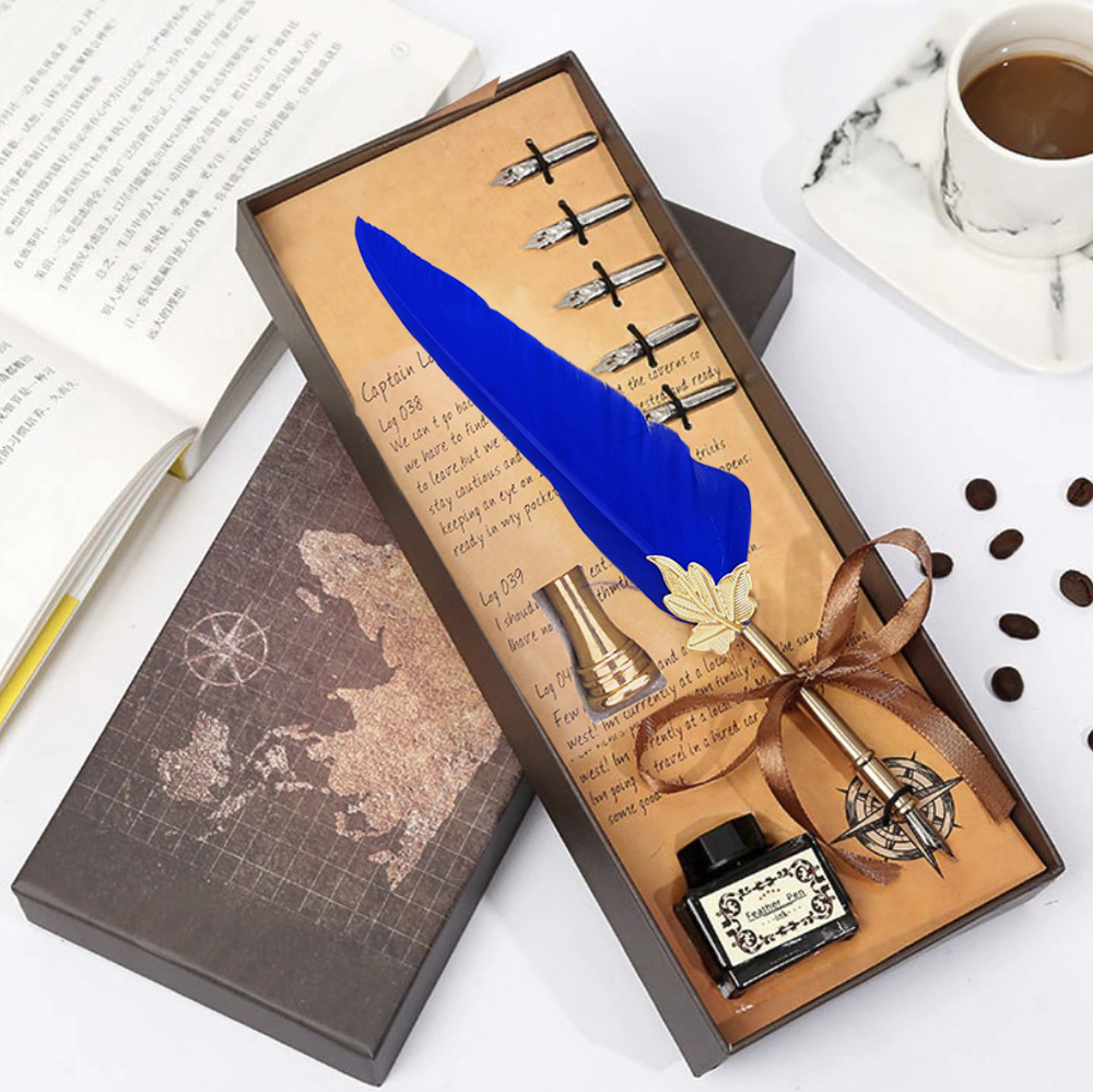 Винтажный подарочный набор для каллиграфии Ручка перьевая (синий) Винтажный подарочный набор для каллиграфии Ручка перьевая (синий)