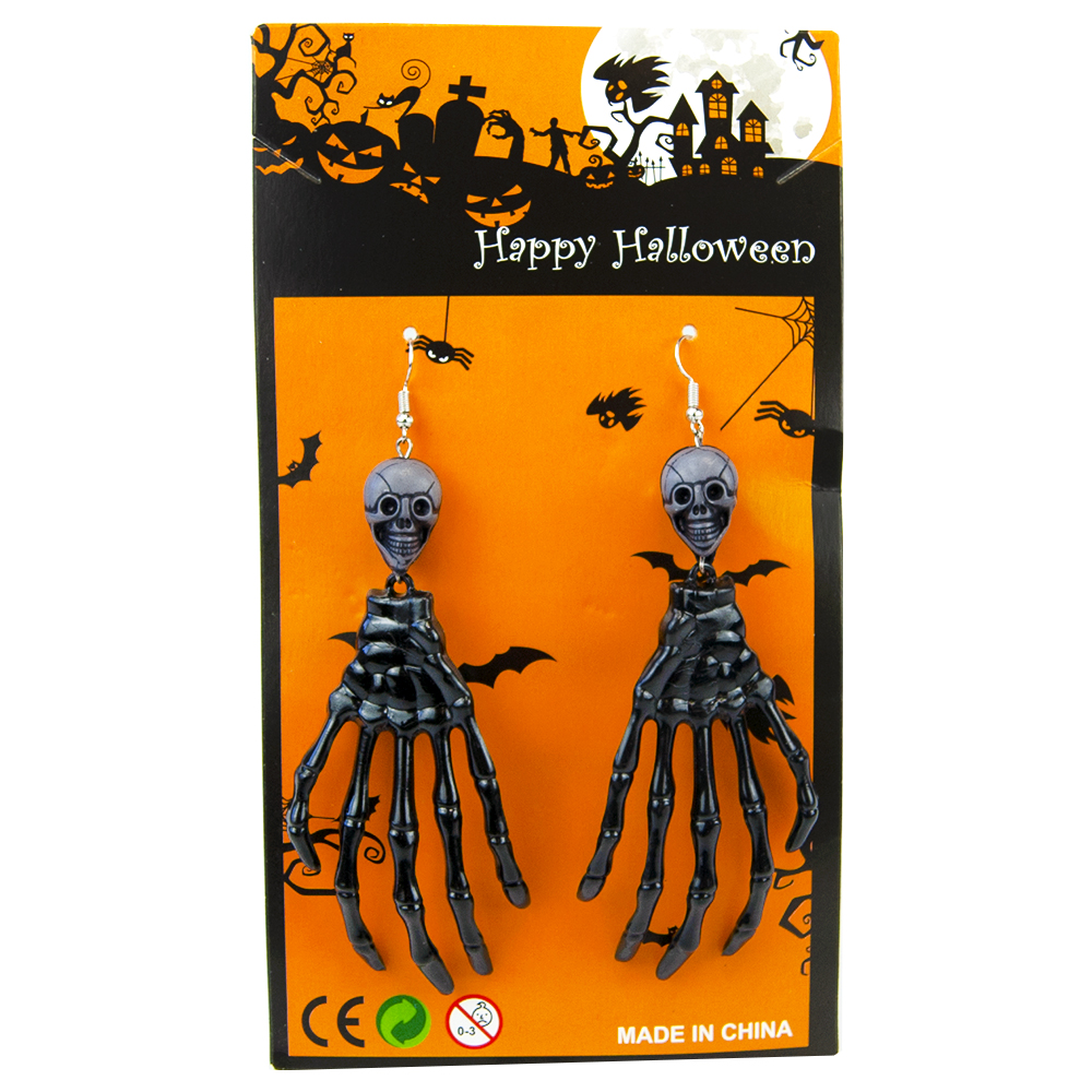 Серьги для ушей Рука скелета (черные) Серьги для ушей Рука скелета (черные)