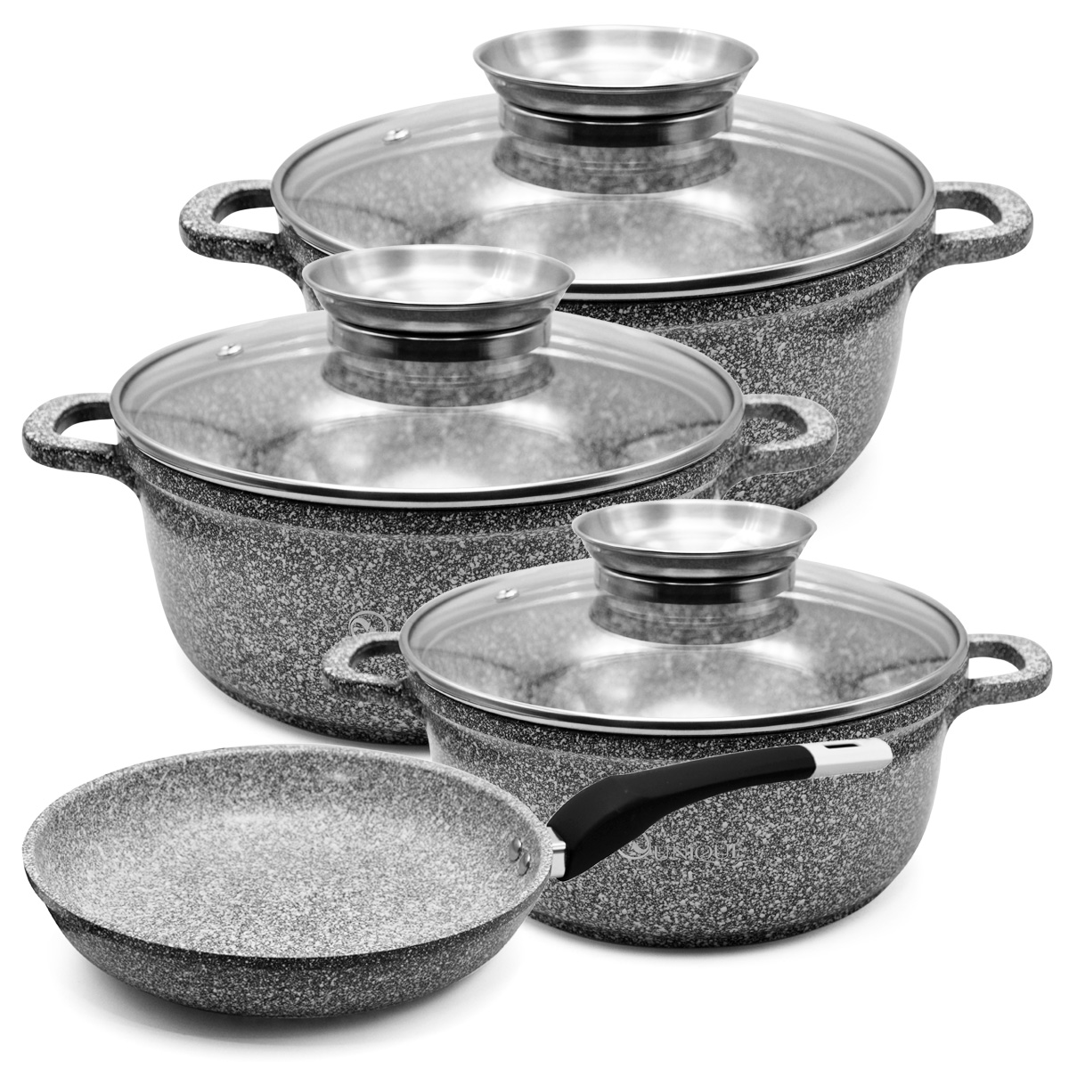 Набор казанов UNIQUE UN-5521 4пр (16см/20см/24см, круглые, 24см сковорода) Набор казанов UNIQUE UN-5521 4пр (16см/20см/24см, круглые, 24см сковорода)