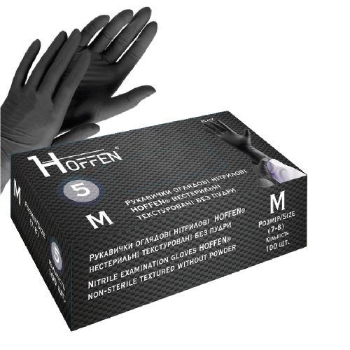 Перчатки нитриловые M Hoffen 5.0г нестерильные текстурированные б/п 50пар/уп Перчатки нитриловые M Hoffen 5.0г нестерильные текстурированные б/п 50пар/уп