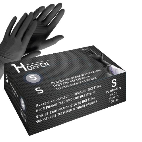 Перчатки нитриловые S Hoffen 5.0г нестерильные текстурированные б/п 50пар/уп Перчатки нитриловые S Hoffen 5.0г нестерильные текстурированные б/п 50пар/уп