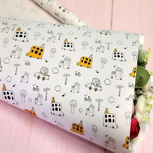 Бумага упаковочная крафт "Машинки на белом" 70*100см 10л/уп Бумага упаковочная крафт "Машинки на белом" 70*100см 10л/уп