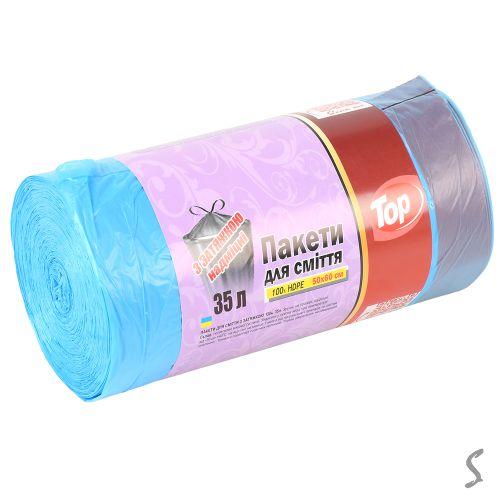 Пакеты для мусора с затяжками суперкрепкие TOP 35л 100шт/уп 50*60см Пакеты для мусора с затяжками суперкрепкие TOP 35л 100шт/уп 50*60см