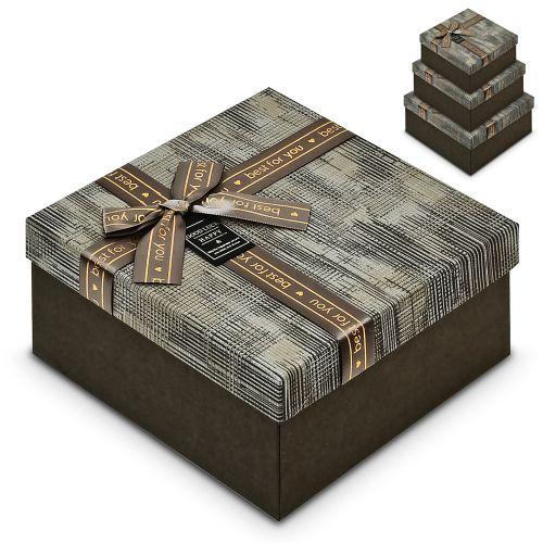 Коробка подарочная "Prestige" 3шт/наб 19*19*10/17*17*8/15*15*7см Коробка подарочная "Prestige" 3шт/наб 19*19*10/17*17*8/15*15*7см