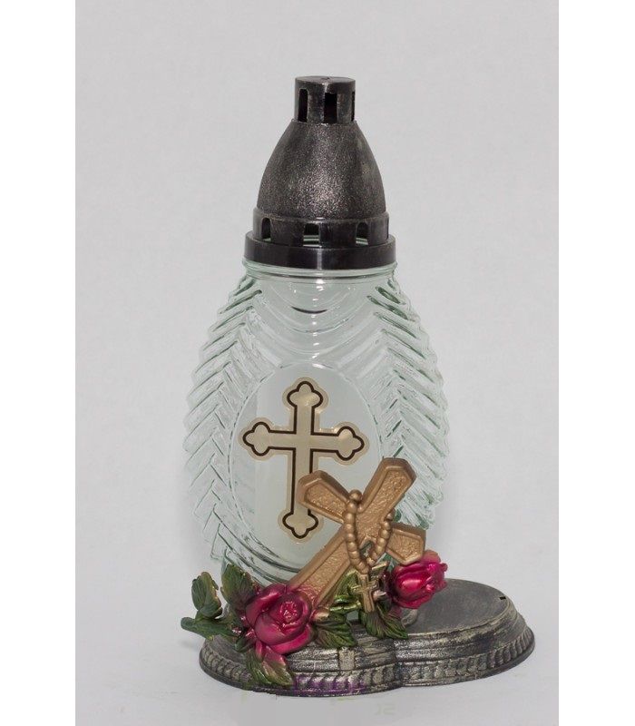 Лампадка стеклянная на 48 часов Лампадка стеклянная на 48 часов "КРЕСТ"