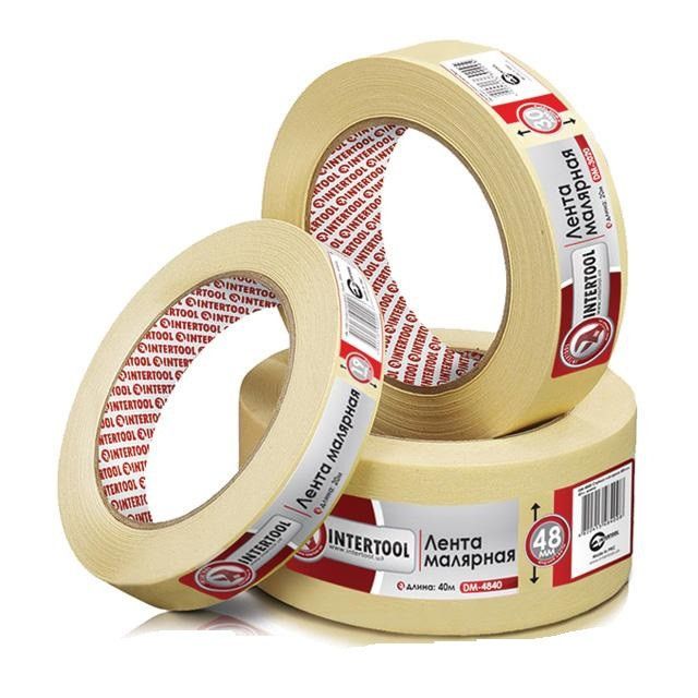 Лента малярная 72мм, 40м, желтая Intertool DM-7240