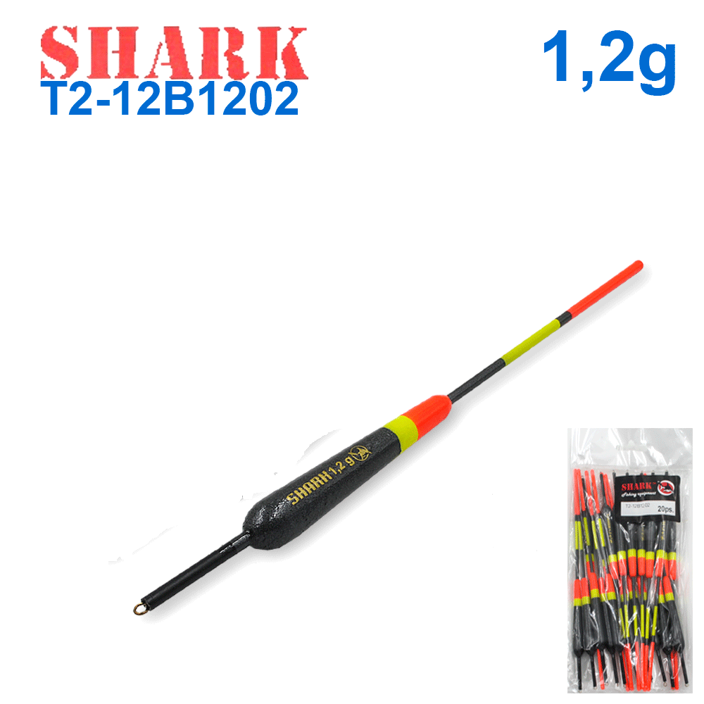Поплавок Shark Тополь T2-12B1202 (20шт) Поплавок Shark Тополь T2-12B1202 (20шт),вес 1,2 грамма, ( цвета и размеры в ассортименте)