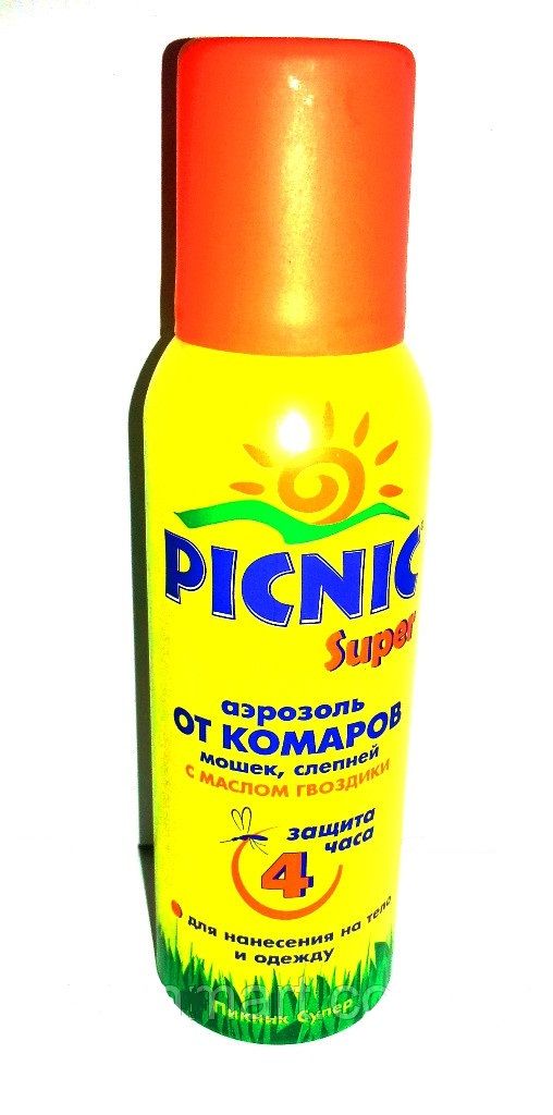 Аэрозоль Picnic Super от клещей (защита 4 часа), 125 мл Аэрозоль Picnic Super от клещей (защита 4 часа), 125 мл