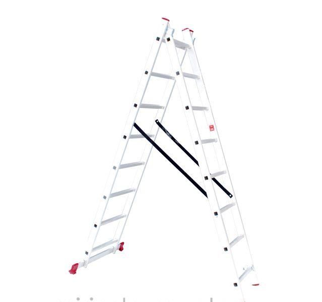 Лестница алюминиевая 2-х секционная универсальная раскладная 2*8ступ. 3.69м Intertool LT-0208 Лестница алюминиевая 2-х секционная универсальная раскладная 2*8ступ. 3.69м Intertool LT-0208