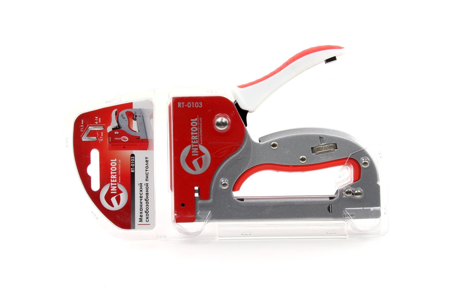 Механический скобозабивной пистолет под скобу 11.3*0.70*4-14 мм (стальной корпус) Intertool rt-0103 Механический скобозабивной пистолет под скобу 11.3*0.70*4-14 мм (стальной корпус) Intertool rt-0103