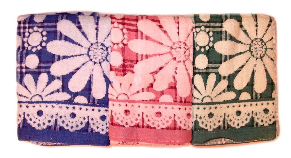 Полотенце банное "Ромашка", 70х140 см, лен с набивной махрой, Китай, цвета в ассортименте