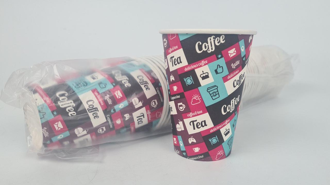 Стаканы бумажные одноразовые 340 мл Юнита кофе разноцветный (50 шт) Стаканы бумажные одноразовые 340 мл Юнита кофе разноцветный (50 шт)