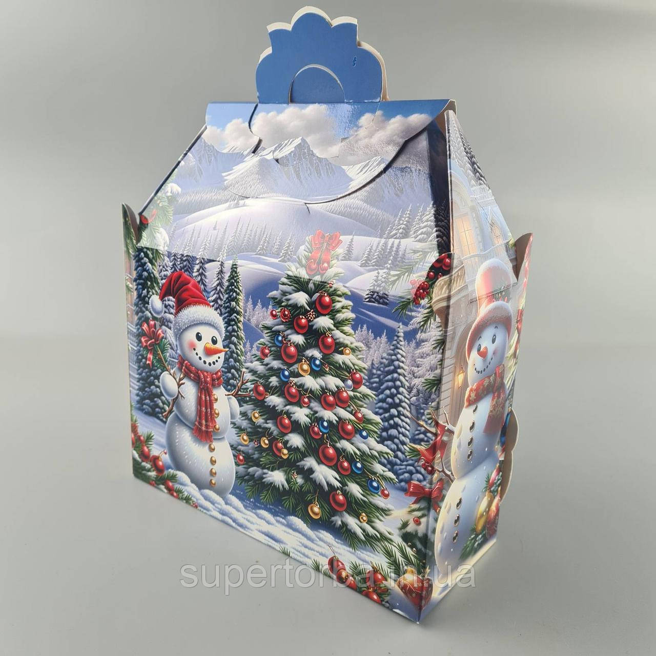 Новогодняя подарочная картонная упаковка для конфет (1000грм) №191 Новогодняя подарочная картонная упаковка для конфет (1000грм) №191