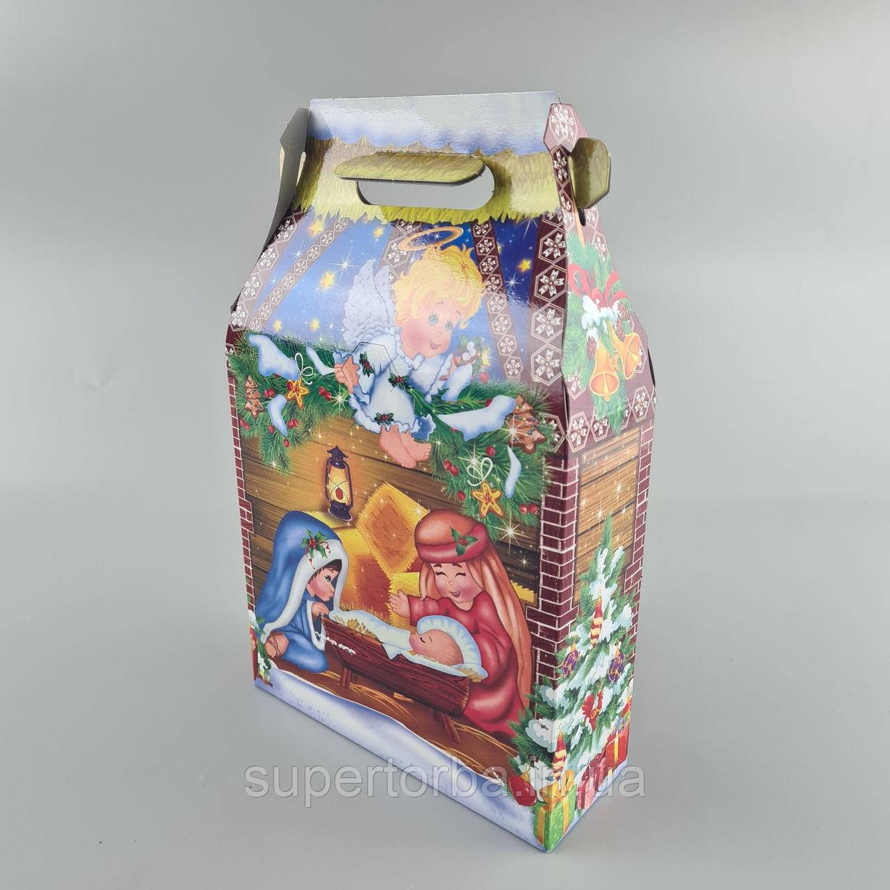 Новогодняя подарочная картонная упаковка для конфет (600грм) №217 Новогодняя подарочная картонная упаковка для конфет (600грм) №217