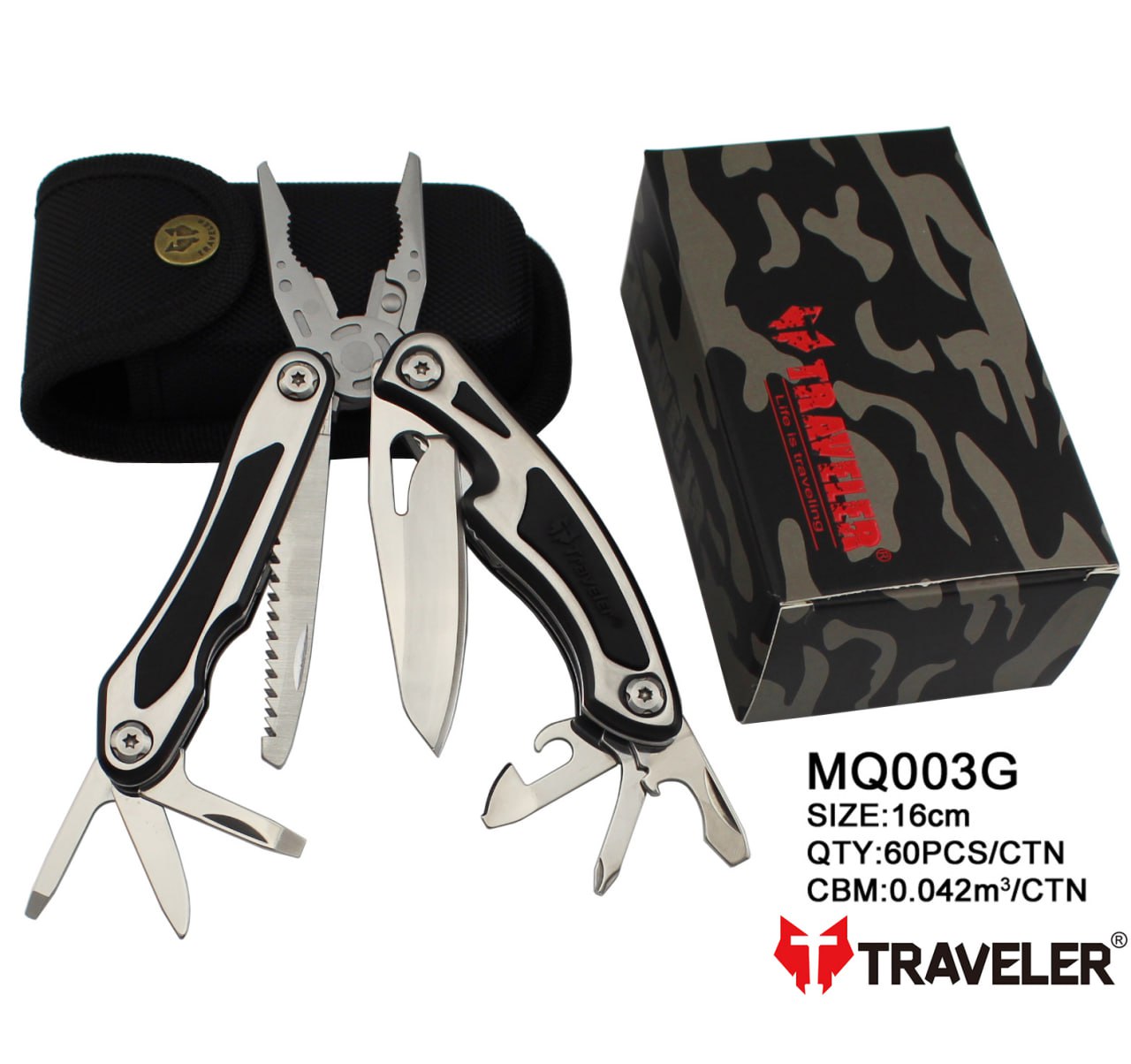 Мультинструмент (Мультитул) Traveler Deluxe 8в1, 16см MQ003G Мультинструмент (Мультитул) Traveler Deluxe 8в1, 16см MQ003G