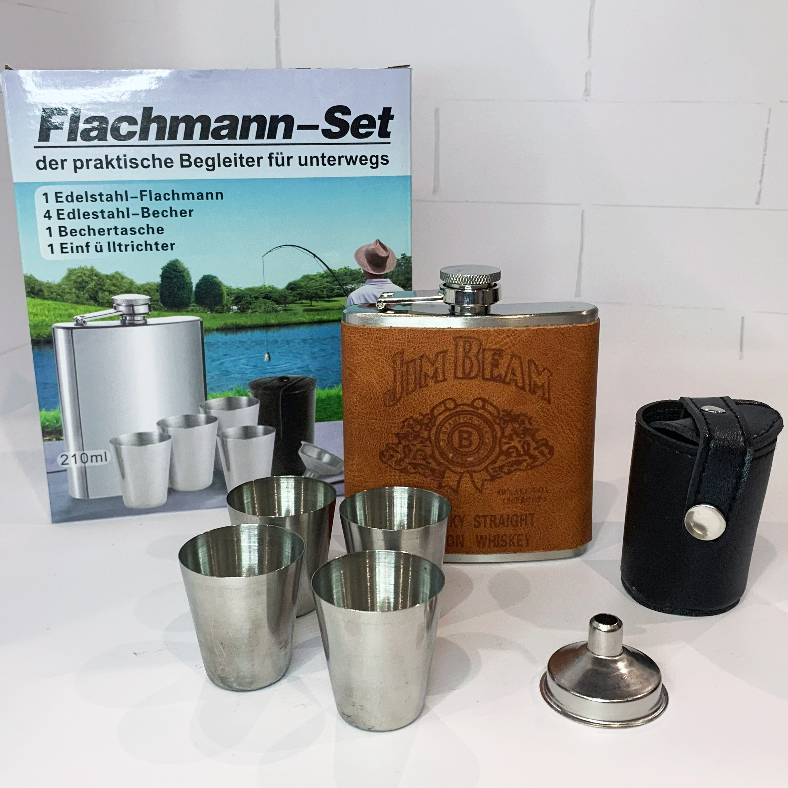 Подарочный набор фляга Jim Beam с рюмками QK-2-1 Подарочный набор фляга Jim Beam с рюмками QK-2-1
