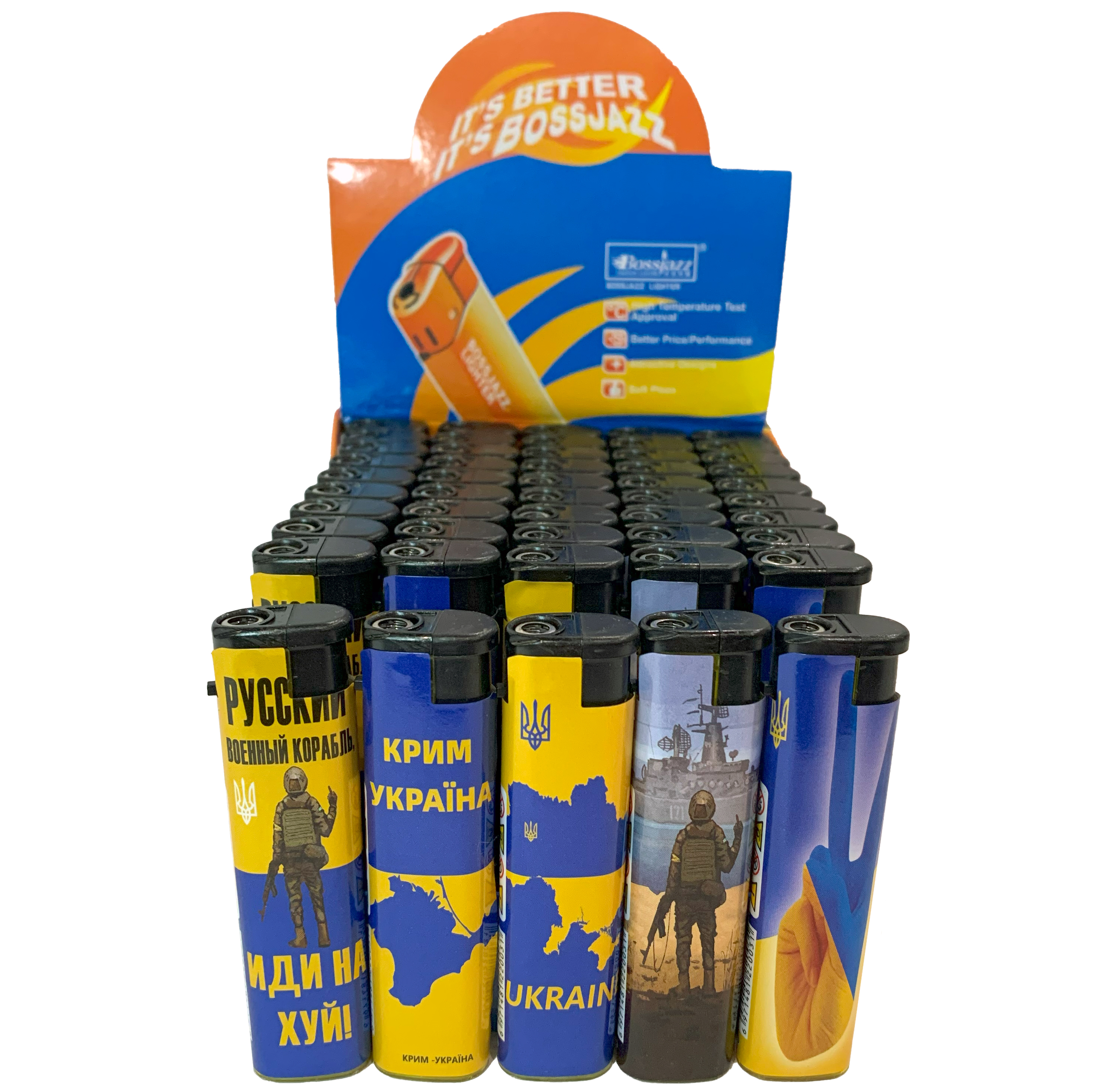 Газовые зажигалки BOSSJAZZ с патриотическим дизайном Украины 156-1 Газовые зажигалки BOSSJAZZ с патриотическим дизайном Украины 156-1