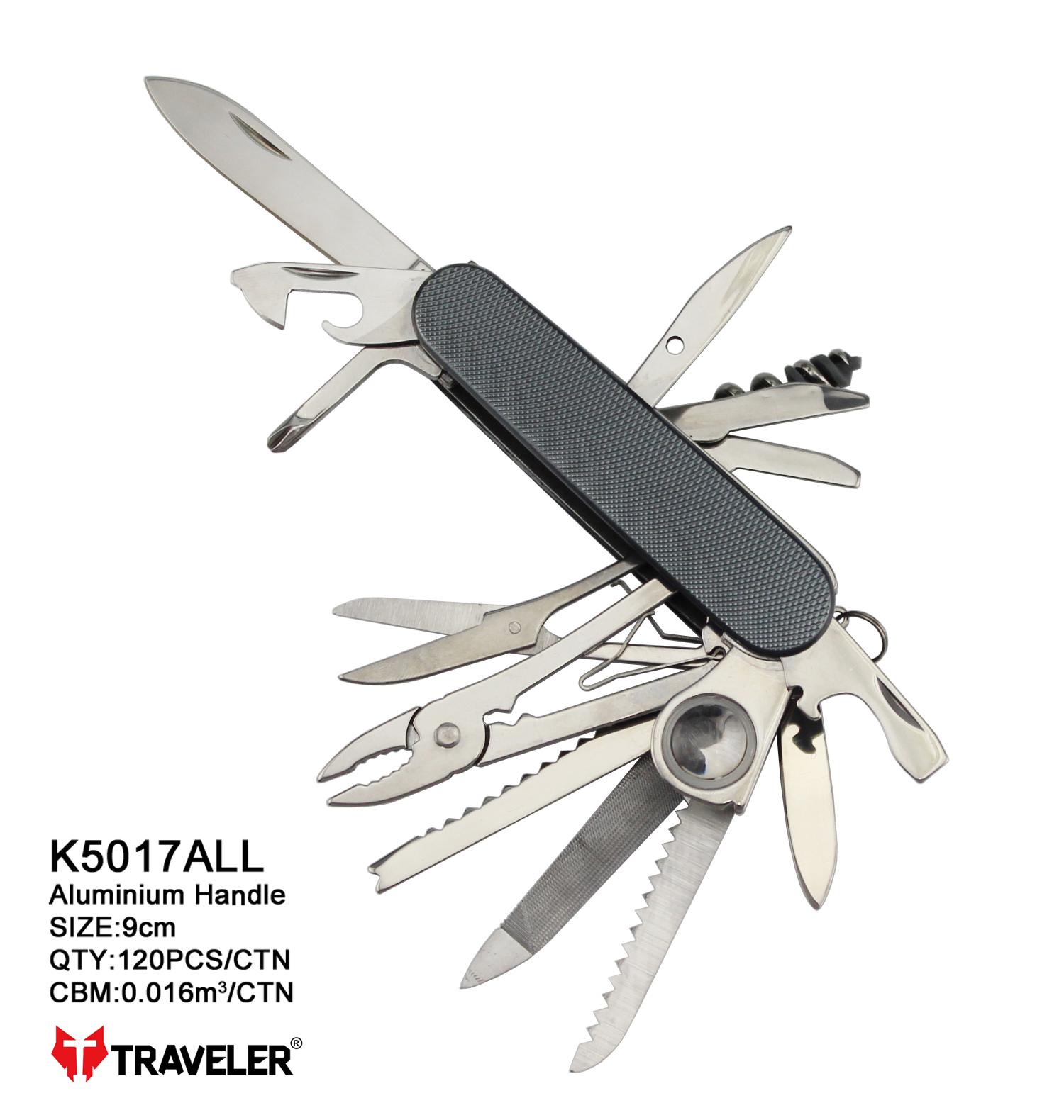Нож многофункциональный Traveler 17 функций, 9см (120шт/ящ) №5017ALL gray Нож многофункциональный Traveler 17 функций, 9см (120шт/ящ) №5017ALL gray