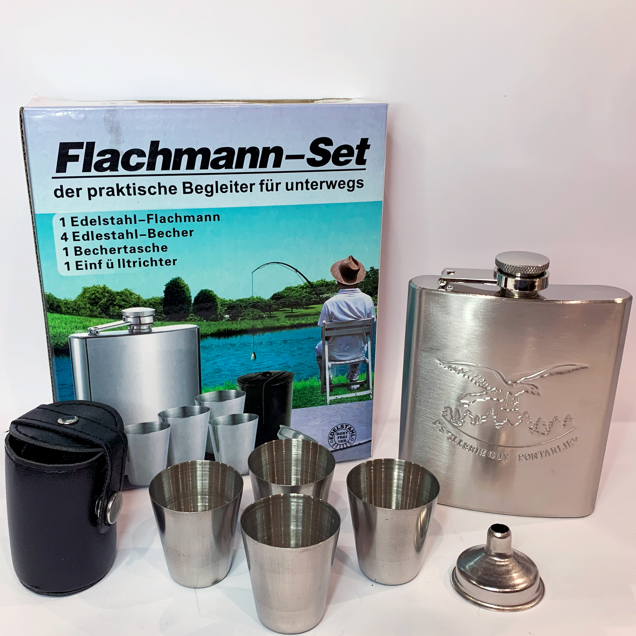 Набор фляжка Flachmann-Set из нержавеющей стали Distillerie Guy Pontarlier QK-16 Набор фляжка Flachmann-Set из нержавеющей стали Distillerie Guy Pontarlier QK-16