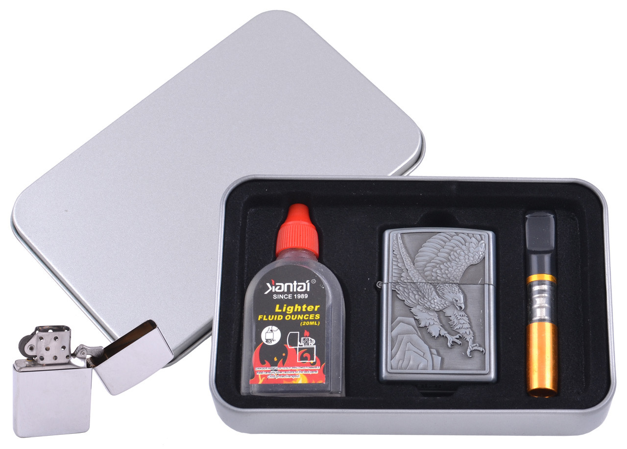 Зажигалка бензиновая в подарочной коробке (Баллончик бензина/Мундштук) Пикирующий Орел XT-4711-5 Зажигалка бензиновая в подарочной коробке (Баллончик бензина/Мундштук) Пикирующий Орел XT-4711-5