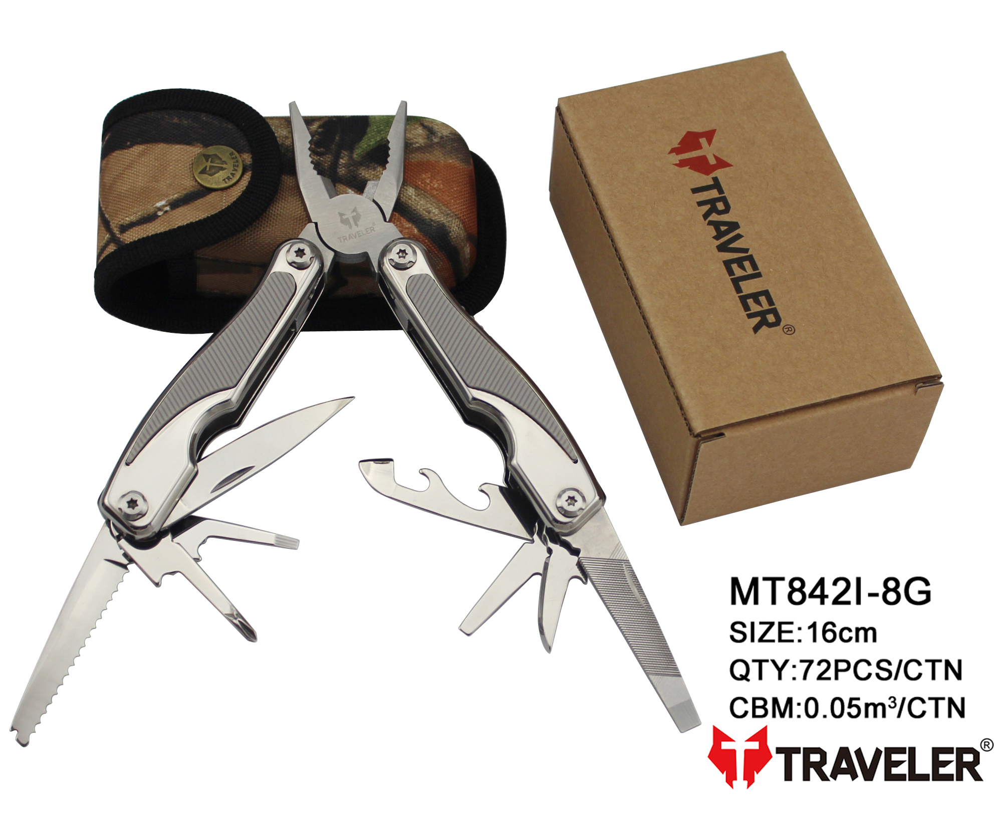 Мультиинструмент Мультитул Traveler 16см (72шт/ящ) MT842I-8G Серый Мультиинструмент Мультитул Traveler 16см (72шт/ящ) MT842I-8G Серый