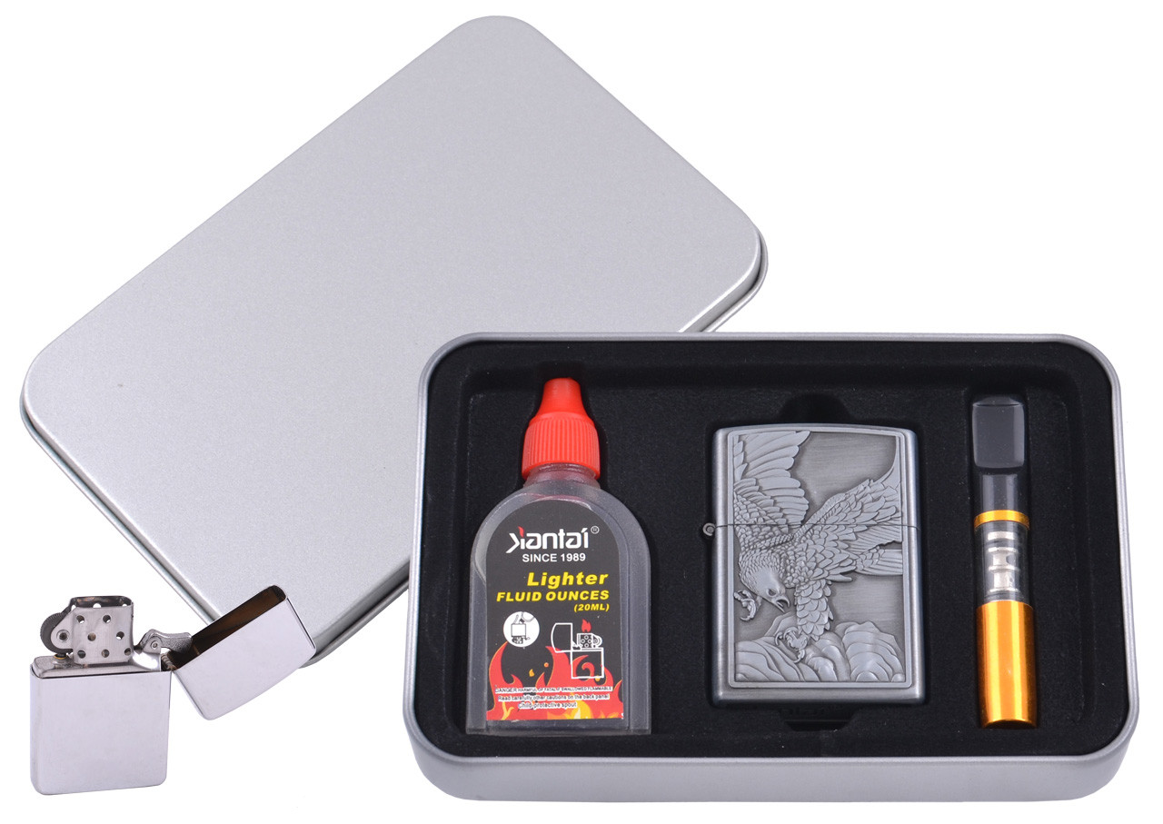 Зажигалка бензиновая в подарочной коробке (Баллончик бензина/Мундштук) Орел на охоте XT-4711-8 Зажигалка бензиновая в подарочной коробке (Баллончик бензина/Мундштук) Орел на охоте XT-4711-8