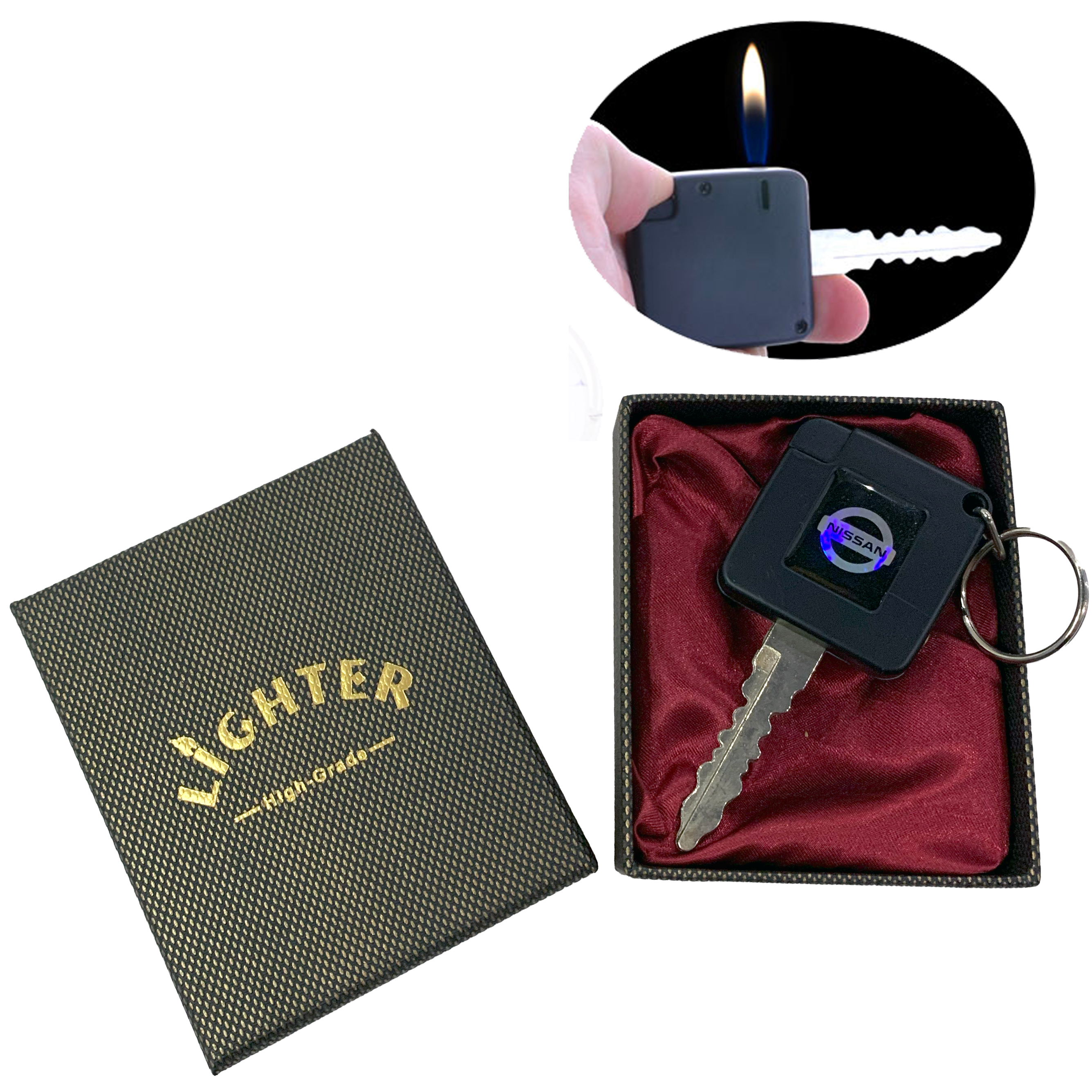 Зажигалка подарочная с брелком Ключ NISSAN (Обычное пламя Зажигалка подарочная с брелком Ключ NISSAN (Обычное пламя
