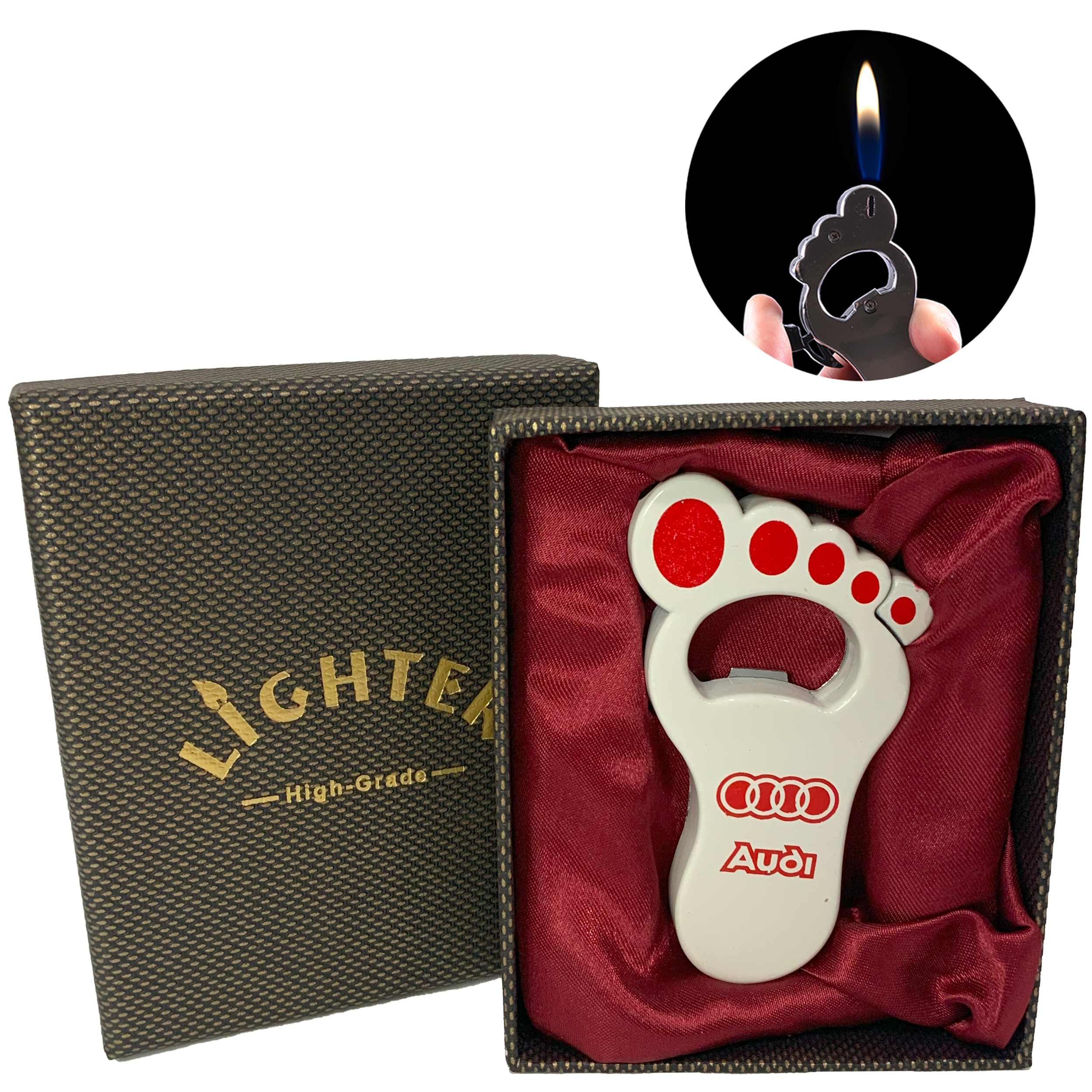 Зажигалка подарочная с открывалкой Нога (обычное пламя Зажигалка подарочная с открывалкой Нога (обычное пламя