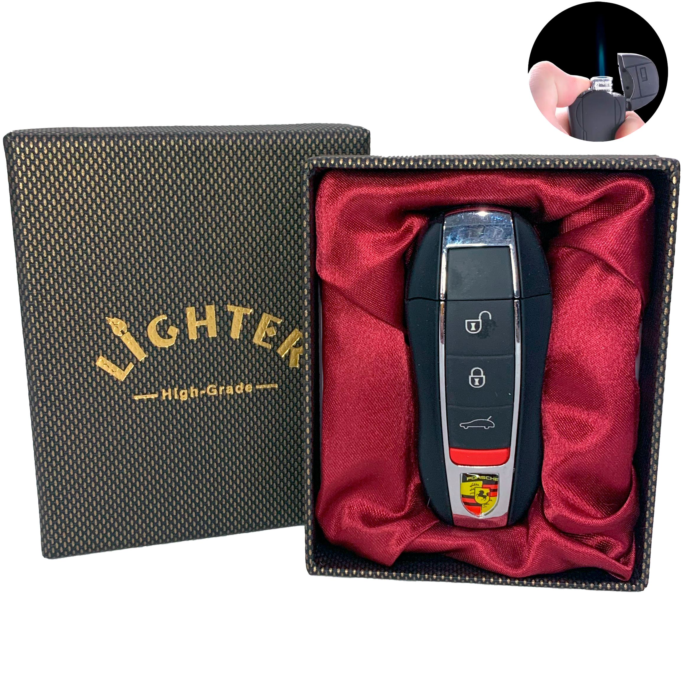 Зажигалка подарочная Выкидной ключ Porsche Cayenne (Острое пламя Зажигалка подарочная Выкидной ключ Porsche Cayenne (Острое пламя