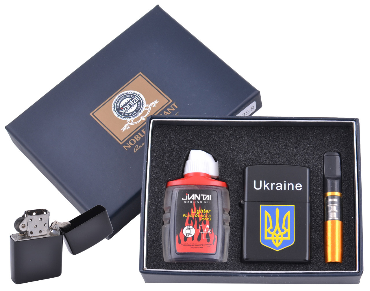 Зажигалка бензиновая в подарочной коробке (Баллончик бензина/Мундштук) Герб Украины №4928-1 Зажигалка бензиновая в подарочной коробке (Баллончик бензина/Мундштук) Герб Украины №4928-1