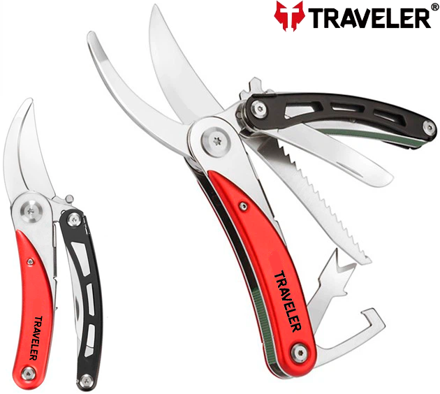 Многофункциональный ручной секатор (мультитул) Traveler (72шт/ящ) MS010 red Многофункциональный ручной секатор (мультитул) Traveler (72шт/ящ) MS010 red
