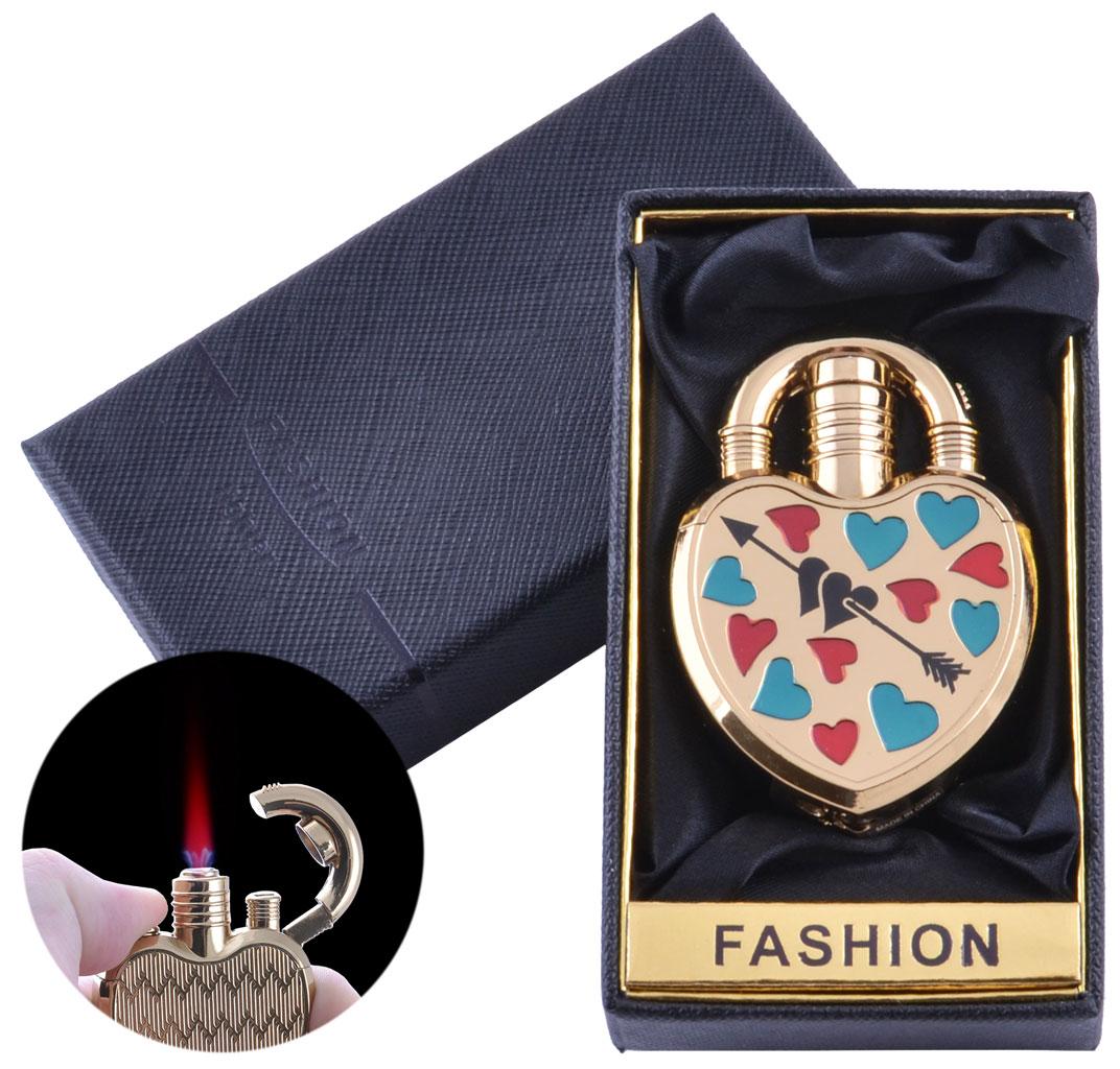 Зажигалка в подарочной коробке Замочек от Сердца (Турбо пламя) №XT-1 Gold Зажигалка в подарочной коробке Замочек от Сердца (Турбо пламя) №XT-1 Gold