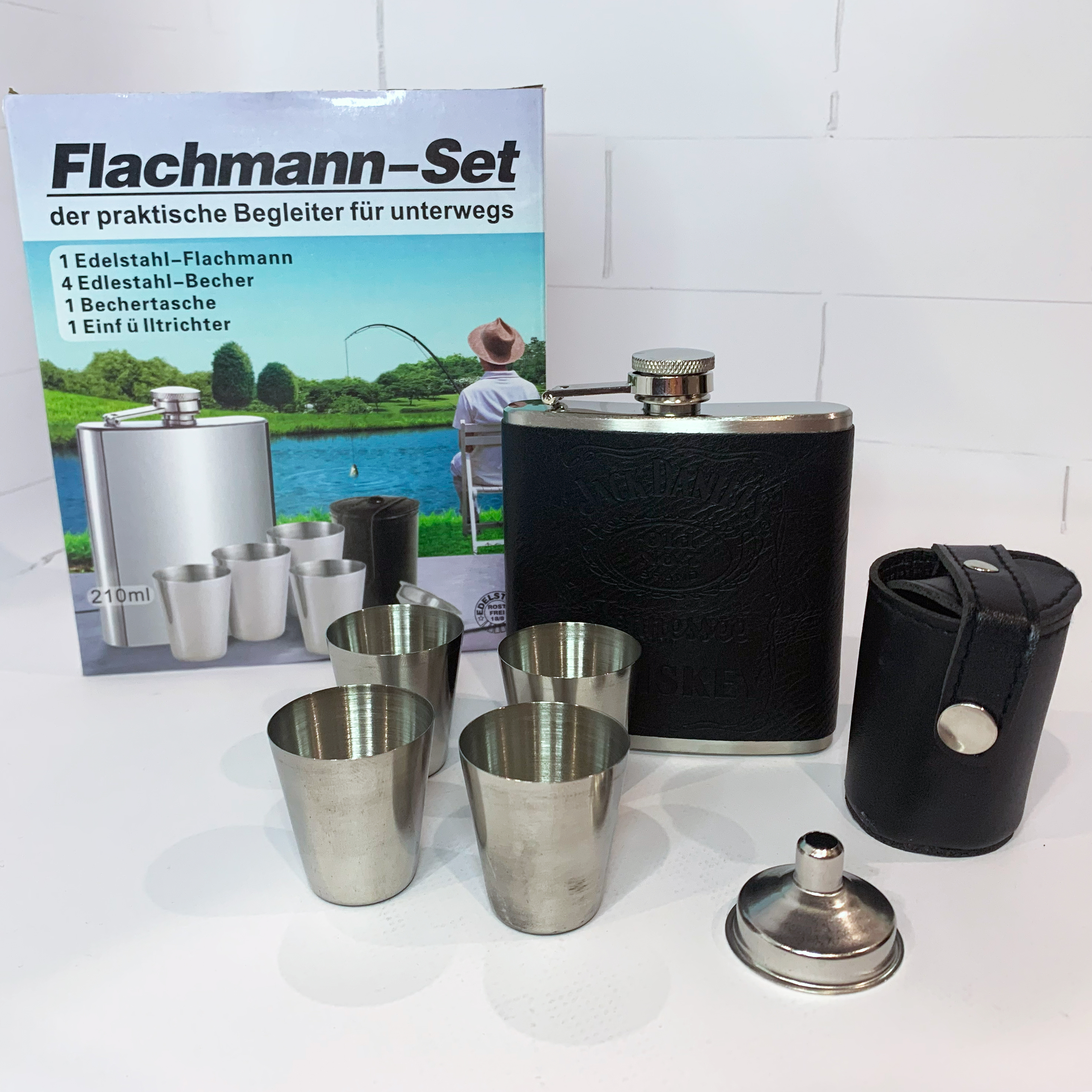 Подарочный набор фляга Jack Daniel’s с рюмками QK-1-2 Подарочный набор фляга Jack Daniel’s с рюмками QK-1-2