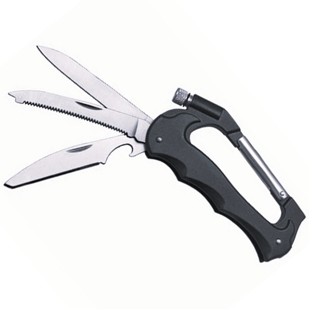 Мультитул-карабин 4 в 1 с ножом, пилкой, фонариком и карабином Мультитул-карабин 4 в 1 с ножом, пилкой, фонариком и карабином