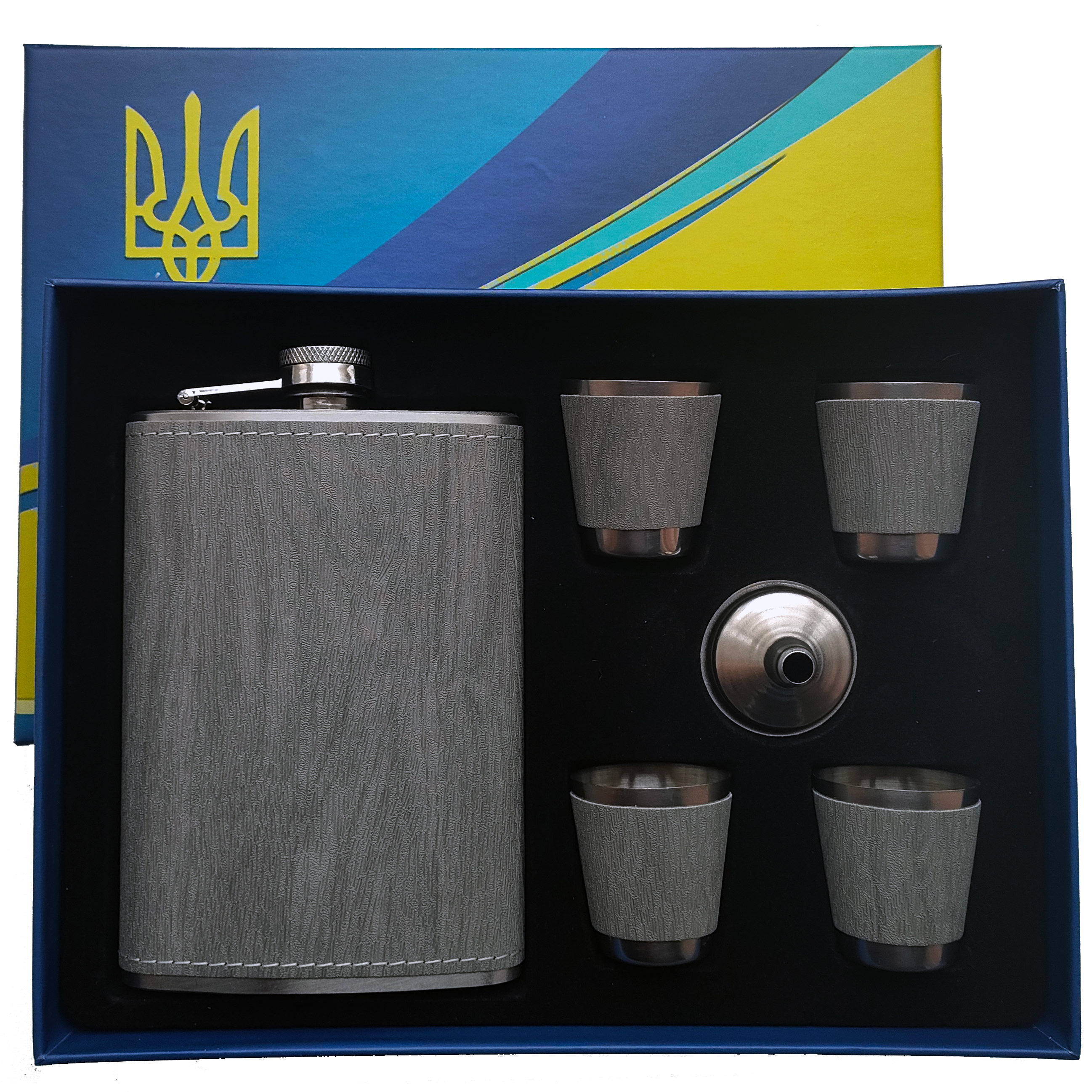 Подарочный набор с флягой и рюмками (Украина) TZ-50 Gray Подарочный набор с флягой и рюмками (Украина) TZ-50 Gray