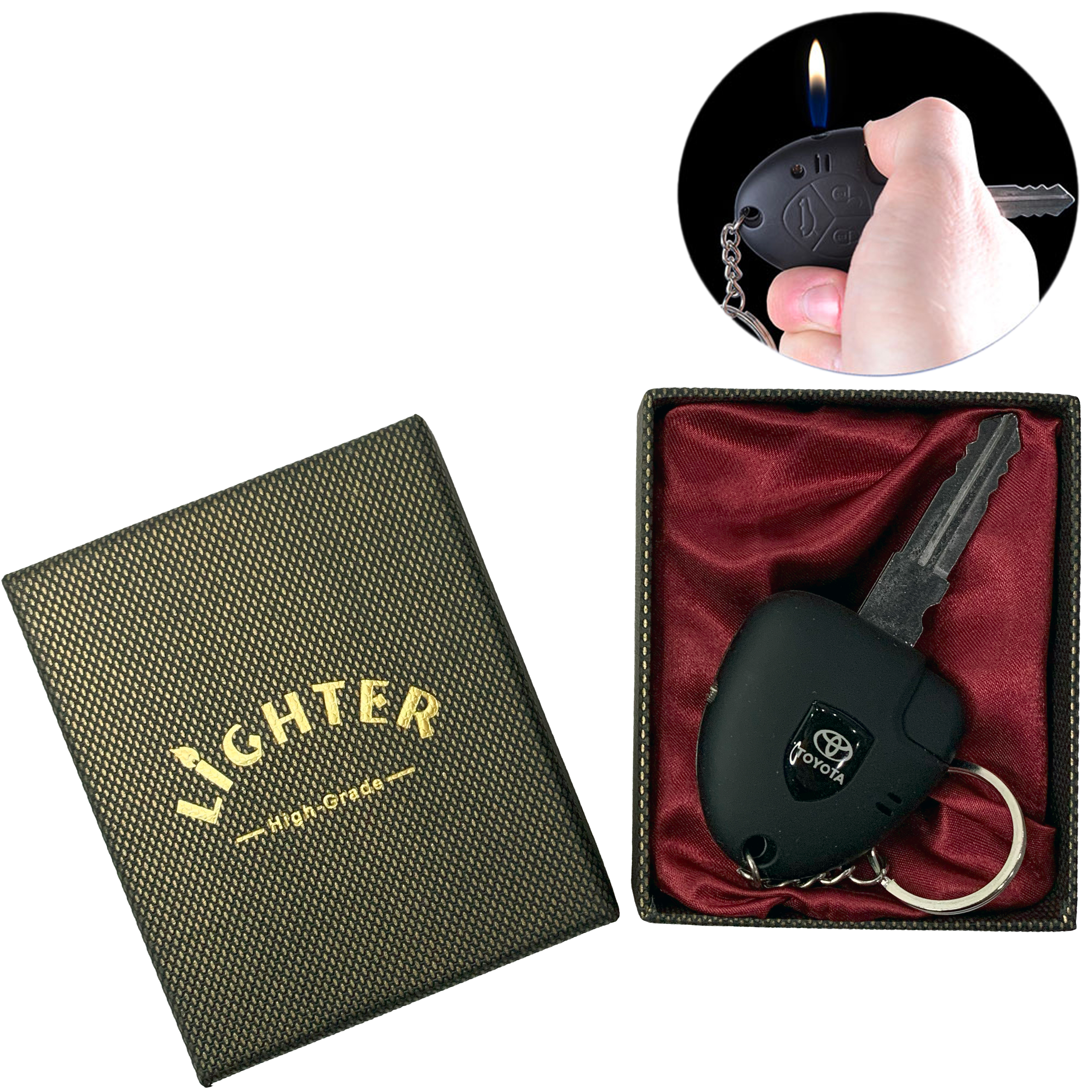 Зажигалка подарочная с брелком Ключ TOYOTA (Обычное пламя Зажигалка подарочная с брелком Ключ TOYOTA (Обычное пламя
