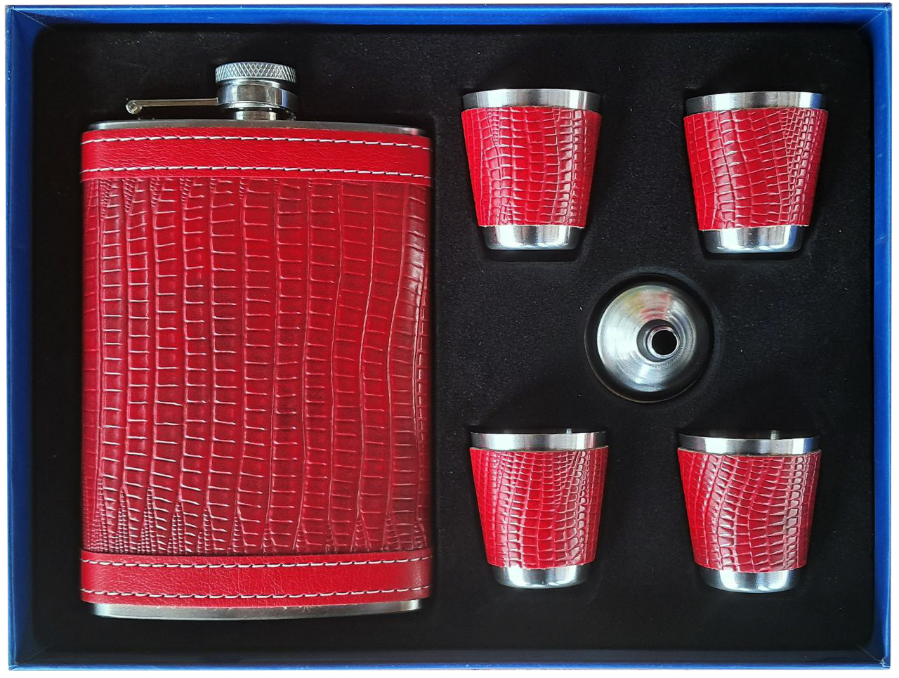 Подарочный набор фляга 9 унций + 4 рюмки по 30 мл + воронка TZ-51-5 Подарочный набор фляга 9 унций + 4 рюмки по 30 мл + воронка TZ-51-5