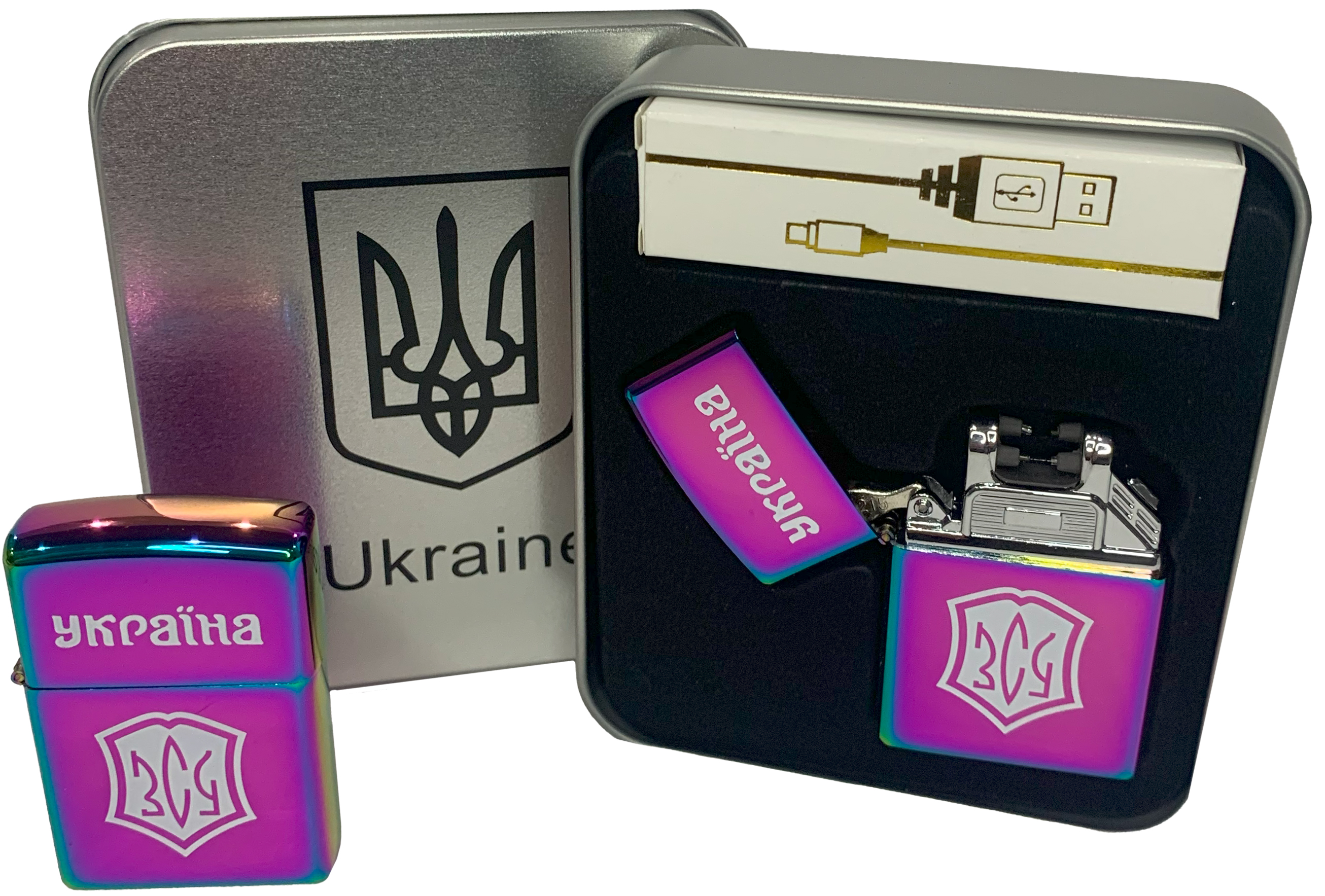 Дуговая электроимпульсная USB зажигалка ⚡️ Украина ВСУ (металлическая коробка) HL-445-Rainbow Дуговая электроимпульсная USB зажигалка ⚡️ Украина ВСУ (металлическая коробка) HL-445-Rainbow