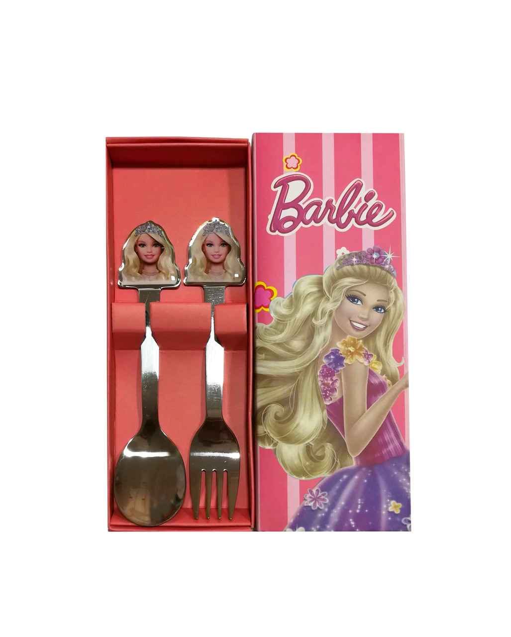 Набор детских столовых приборов ложка и вилка Барби Набор детских столовых приборов ложка и вилка Барби