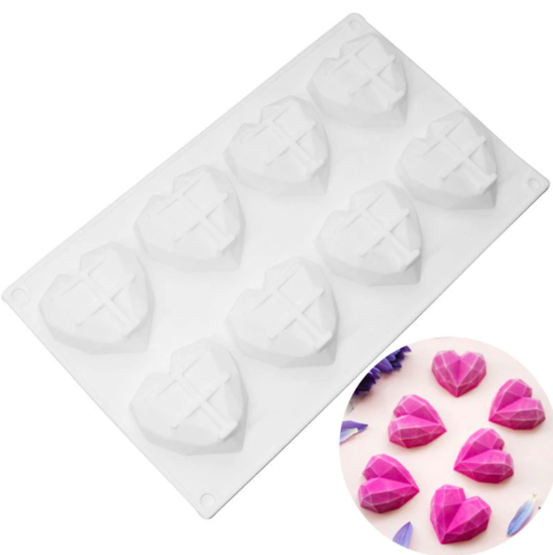 Форма силиконовая для евродесертов Сердце граненое 3D из 8 шт Форма силиконовая для евродесертов Сердце граненое 3D из 8 шт