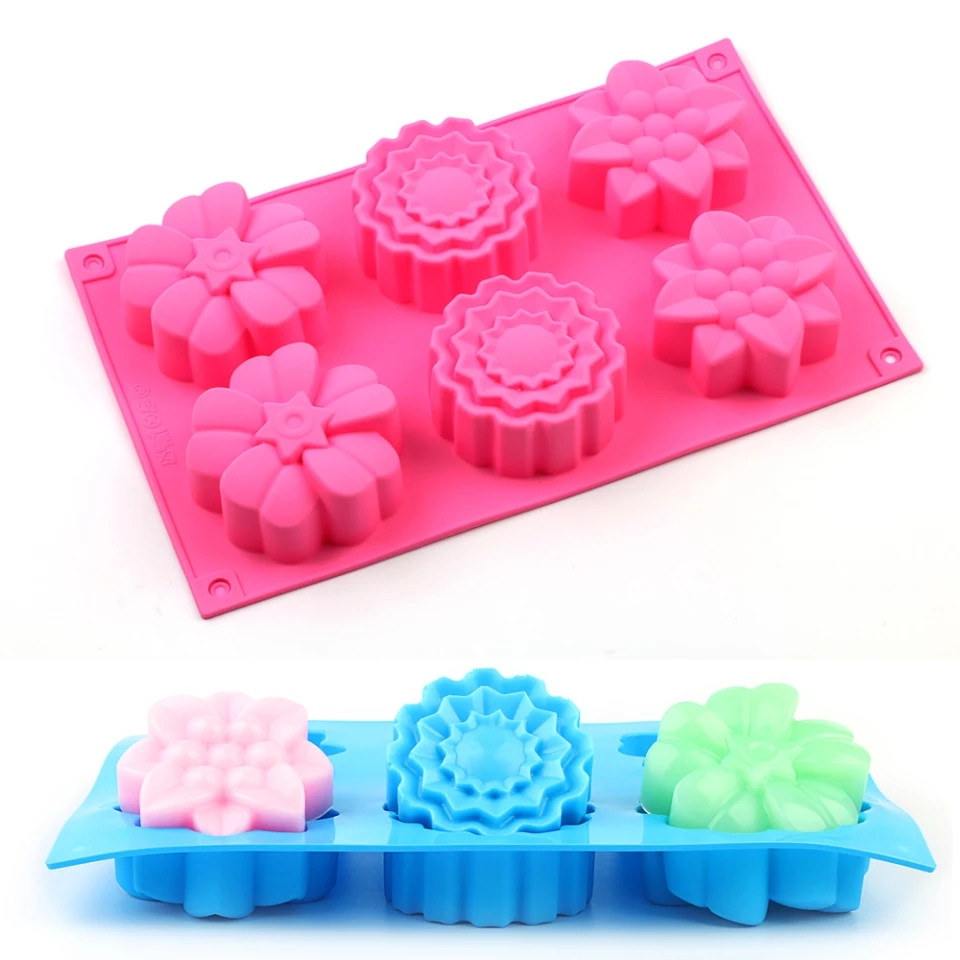 Форма силиконовая для выпечки Цветы ассорти 6 глубокие Форма силиконовая для выпечки Цветы ассорти 6 глубокие