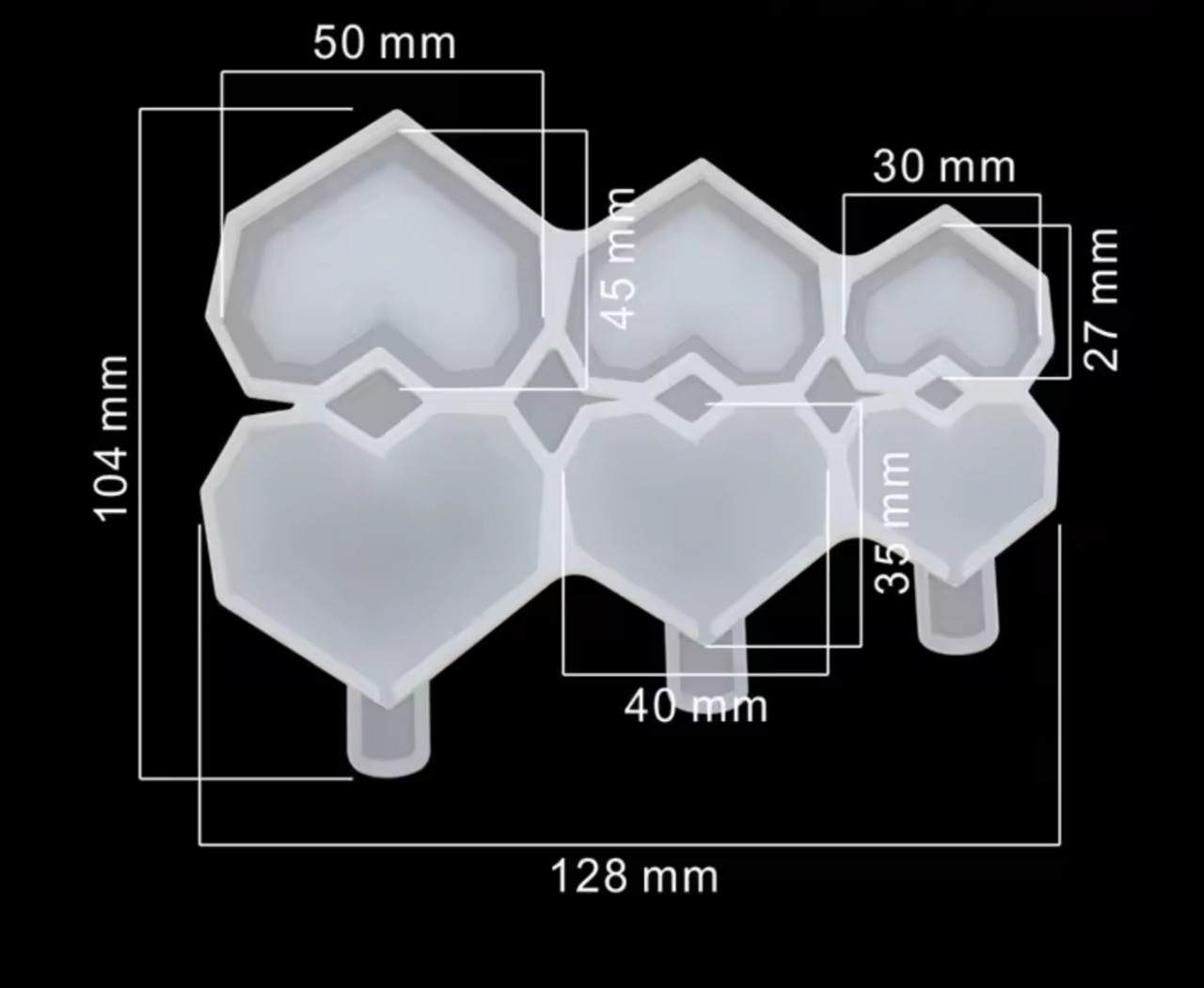 Форма силиконовая для леденцов Сердце граненое из 3 шт Форма силиконовая для леденцов Сердце граненое из 3 шт