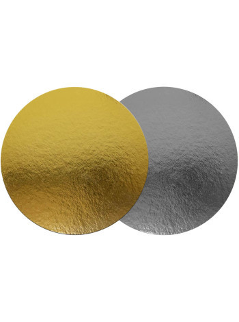 Ламинированная подложка для торта D 300 мм золото/серебро Ламинированная подложка для торта D 300 мм золото/серебро