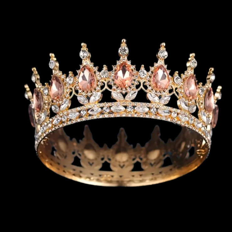 Декор для торта Корона D12 золотая с бежевыми камнями Декор для торта Корона D12 золотая с бежевыми камнями